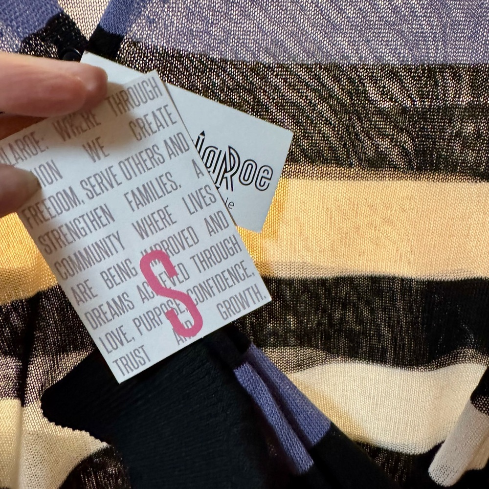 LuLaRoe Black and Pink Striped Cardigan - Picture 2 of 4